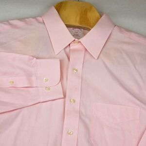 Brooks Brothers 346 Pink Non Iron Regular Fit Cotton Dress Shirt Men 17 4 5